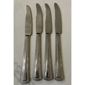 INTERNATIONAL PRECISION BEADED STAINLESS Steel DINNER KNIVES 9 1/8" Set Of 4